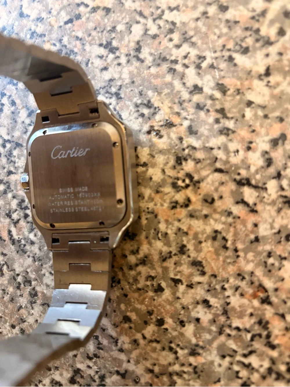 Cartier Santos Two-Tone Stainless Steel Watch with Black Dial